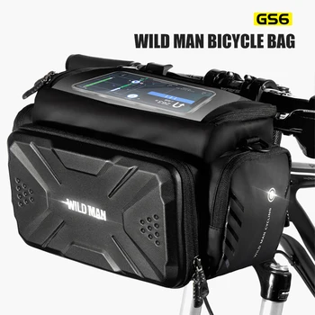 WILD MAN GS6 Borsa da bicicletta EVA Guscio rigido Touch screen impermeabile Telaio per tubo anteriore ad alta capacità Accessori per mountain bike