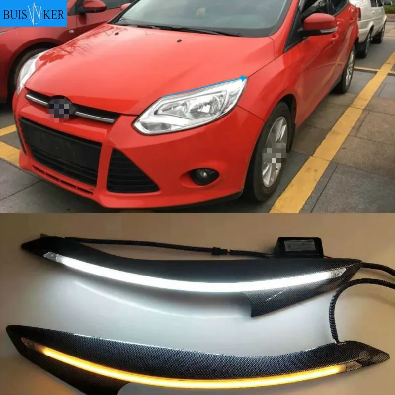 Car Headlight Eyebrow Decoration Turn Signal DRL LED Daytime Running Light for Ford Focus 3 MK3 2012-2015