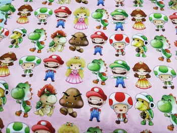 

145CM Wide Super Mario Cotton Fabric Cartoon Super Boy Digital Printing Children Fabric DIY Sewing Material Bedding Set Cushion