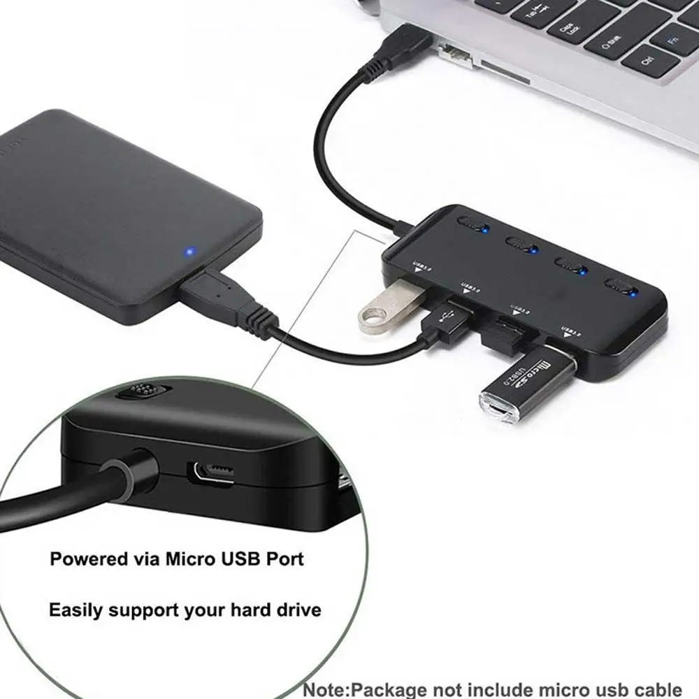 Мини-usb 3,0 концентратор 4 порта источник питания OTG с микро-usb интерфейс питания для MacBook ноутбук планшет компьютер OTG usb-хаб