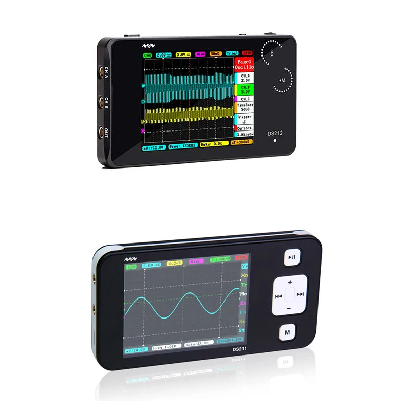 

New MINI DS211 DS212 1MHz Pocket 8MB Handheld Automotive Osciloscope Nano Pocket LCD Digital Multimeter Oscilloscope