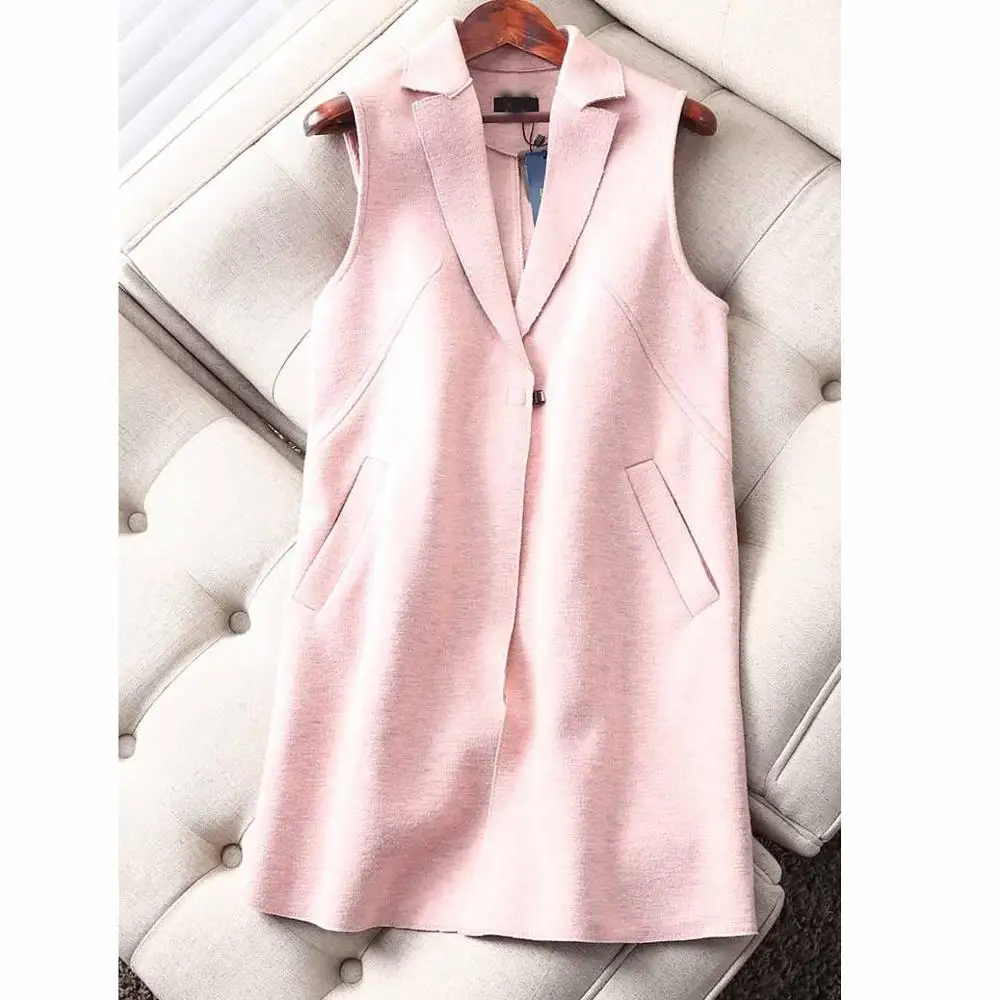 

Women Blazer Vest Jackets Turn Down Collar Open Stitch Wool Autumn Spring Jackets Coat Women Blazer Vest New Fashion Pink