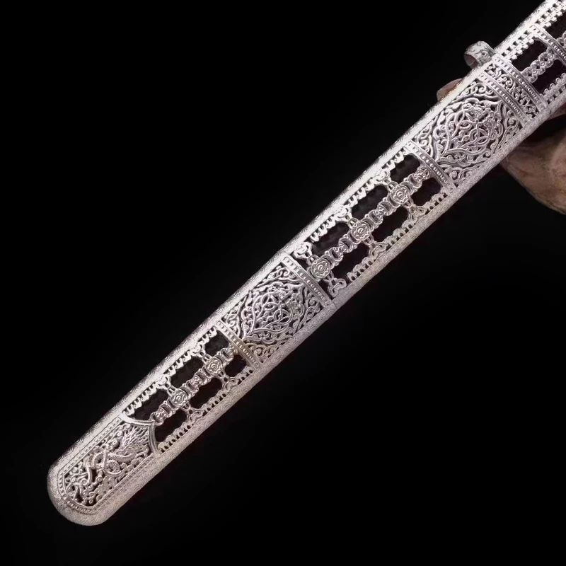 Handmade Folded Steel Chinese QingMing Dynasty Sword white copper fittings Long straight Wide blade sword sharp Daming yongle