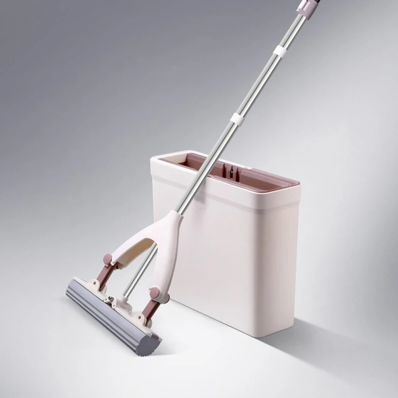 Sponge Mop and Mop Bucket with Replacement Sponge Heads PVA Sponge Mop Super Absorbent Easy Cleaning for Hardwood Floor