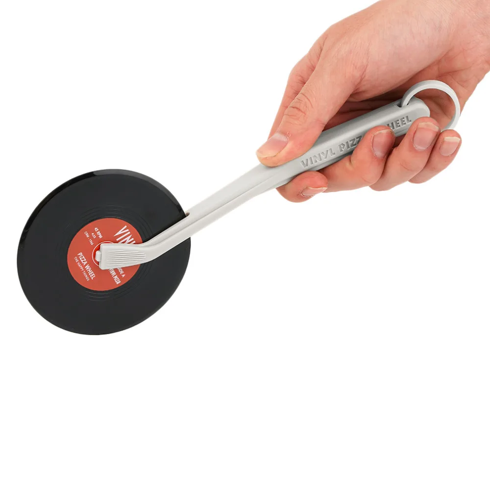 Home Use Professional Top Spin Fresh Slice Record Player Pizza Cutter Vinyl Record Design Pizza Wheel Cutter Kitchen Accessories