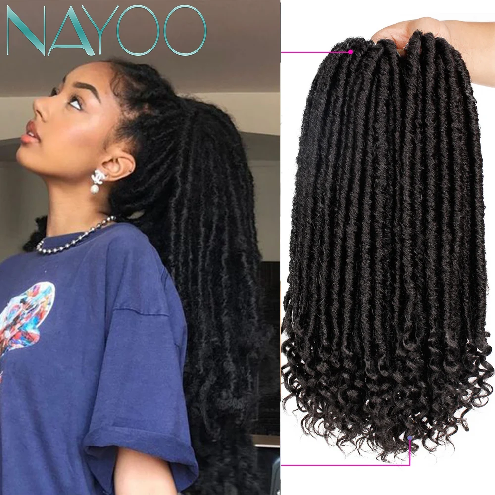 

Nayoo Hair Faux Locs Crochet Braids Goddess Locs Braiding Hair Synthetic Dread locs Crochet Hair Extensions 16 Inch Soft