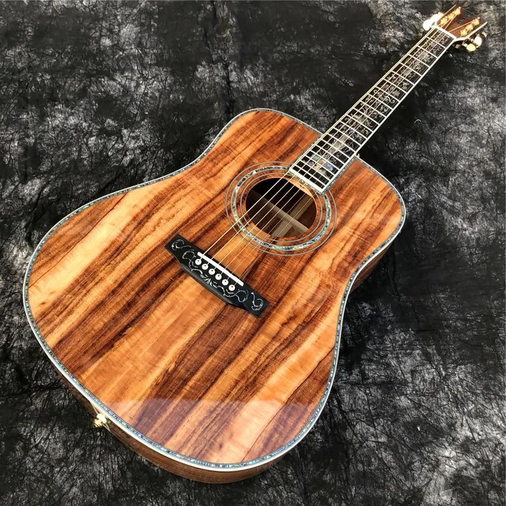 41 дюймовая Акустическая гитара koa wood 6 струн D body Solid с инкрустацией abalone эбеновый