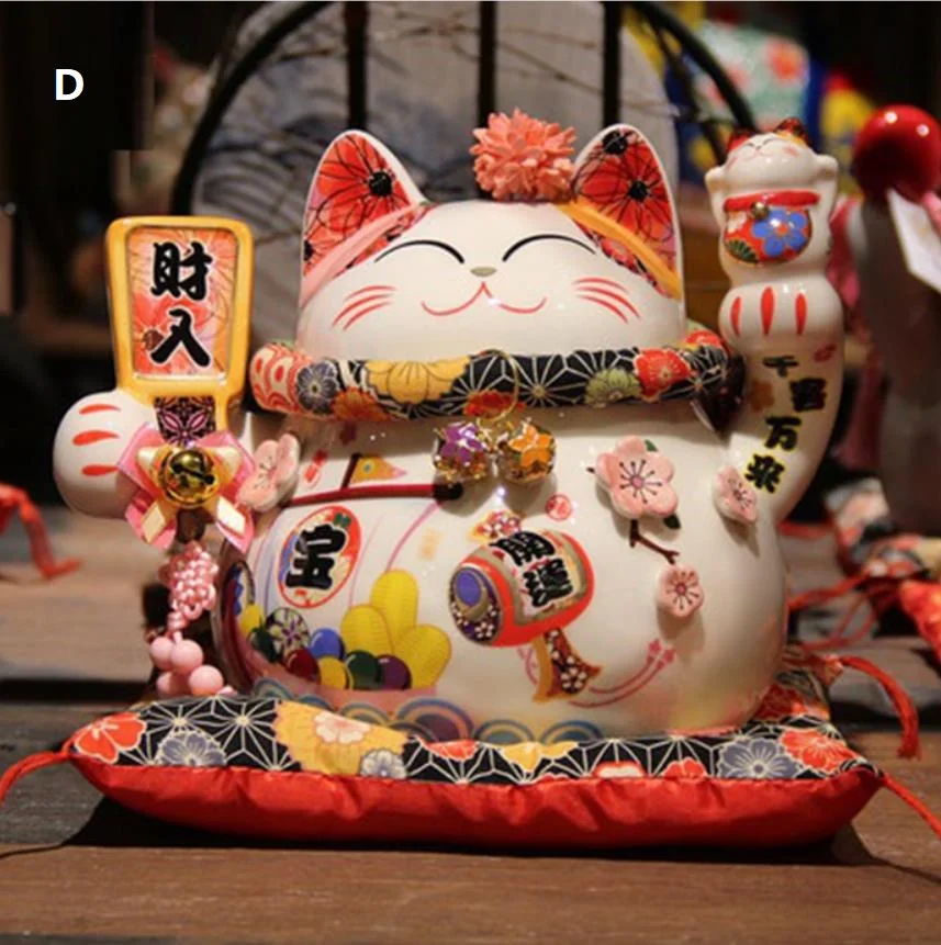 Керамика Lucky cat Maneki Neko креативное украшение Японский магазин касса Копилка милый улыбающееся лицо - Цвет: D