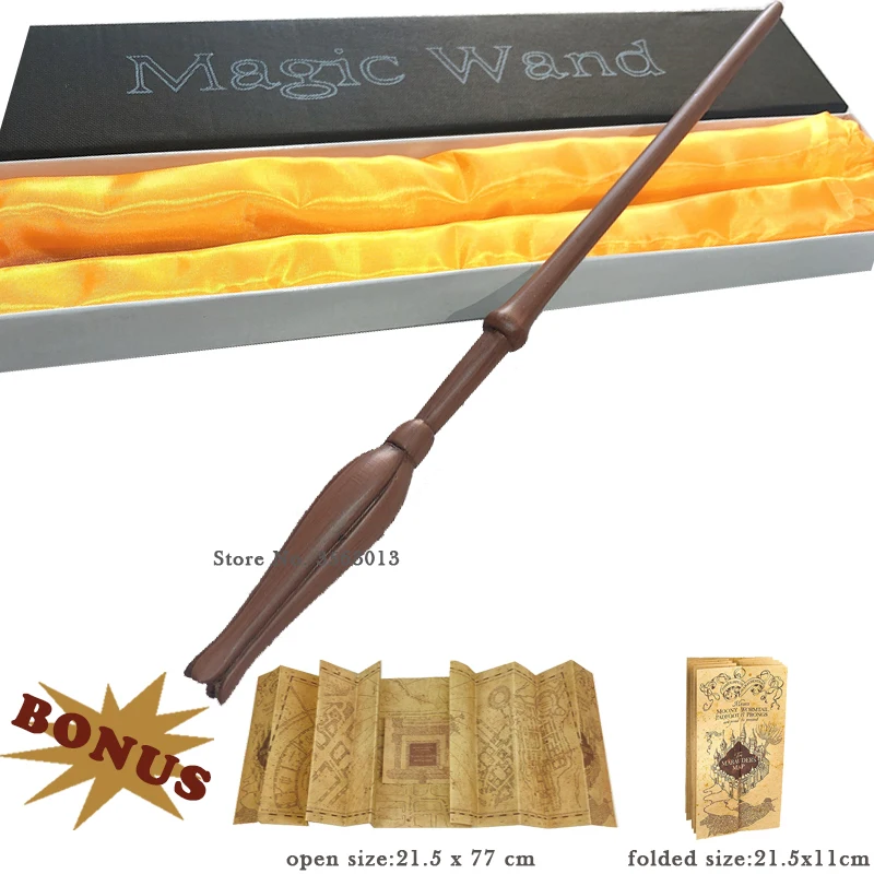Волшебные палочки для косплея Поттера, Добби Гермиона, Дамблдор, волшебные палочки с картой мародера и лентой, Подарочная коробка, рождественский подарок - Цвет: Metal Core Luna