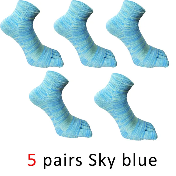 VERIDICAL мужские Носки с пальцами хлопковые цветные детские носки 5 цветов пар/лот женской модной обуви «Five Finger», «Носки в стиле «хип-хоп» повседневные ботинки Носки - Цвет: Небесно-голубой