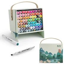Arrtx 80 cores vibrantes conjunto de marcador de álcool alp pontas duplas caneta marcador para desenho desenho desenho cartão de desenho projetar para artes obras arte t