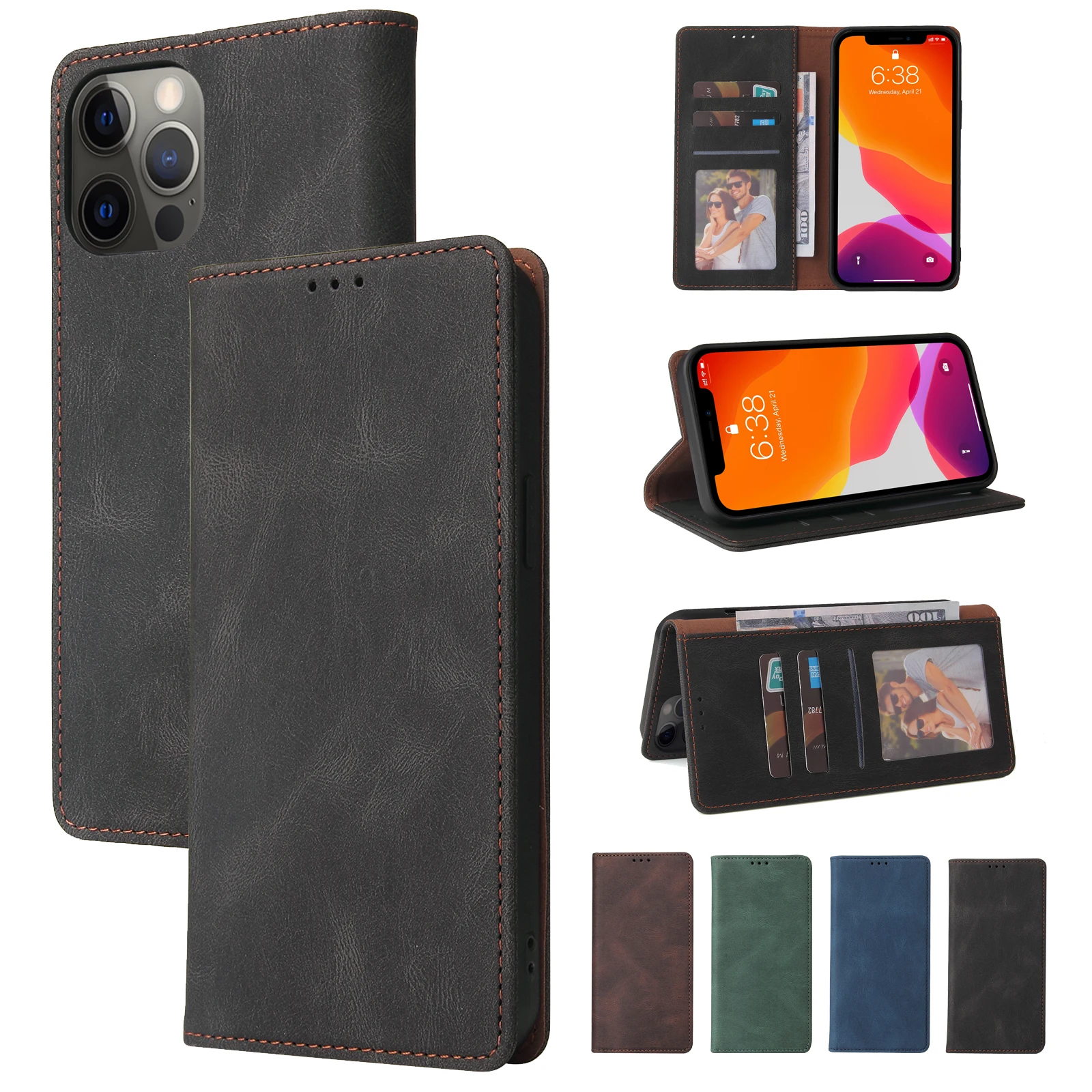 Flip Leather Wallet Case For iPhone 11 12 Pro Max 12 Mini XS Max X XR 8 7 6 6S Plus SE 2020 Card