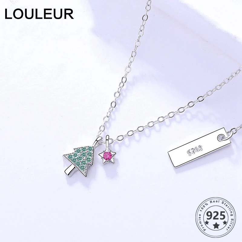 Louleur, рождественский подарок, ожерелье, 925 пробы, серебряное дерево и костыль, подвеска, ожерелье для женщин, специальный дизайн, хорошее ювелирное изделие, подарки