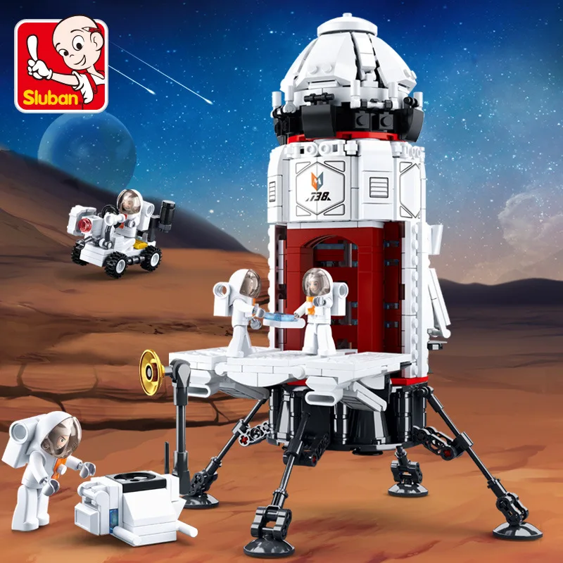 

Small Luban 0738 Base Rocket And 0739 Space Base Can Fit Educational Assembled Building Blocks Boy Toy