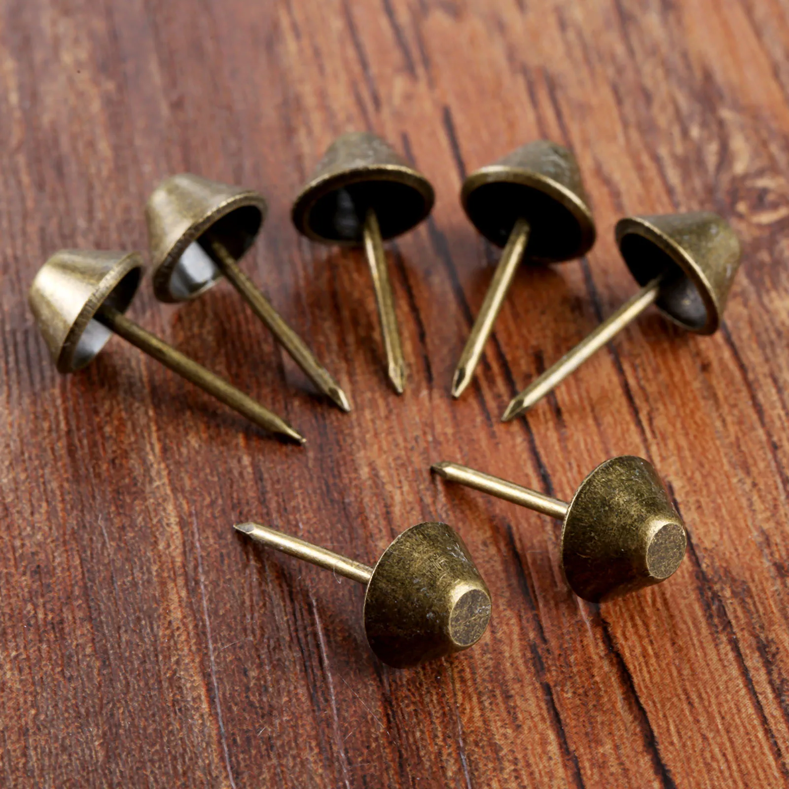 Upholstery Nail 50pcs Flat Upholstery Nails Sofa Studs Pins Tacks Antique Bronze Iron Vintage Jewelry Box Basket 11mm*17mm Furniture Hardware