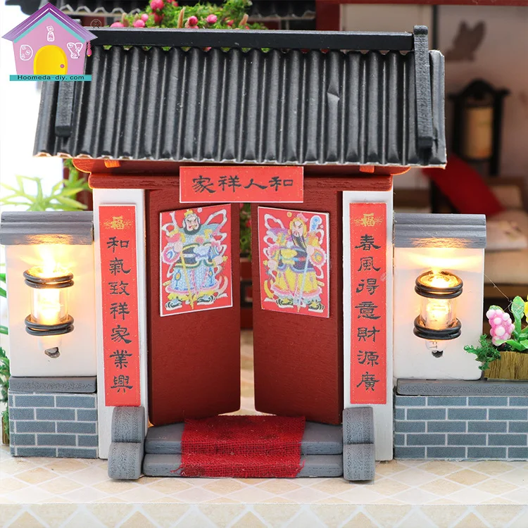 

Hoomeda-diy DIY Hut Retro Chinese Style Courtyard-Style Architecture Model Cabin Wood Handmade Assembled Villa Loft Ceremony