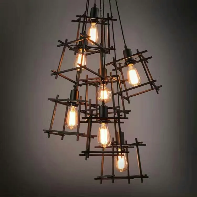 

Retro Ceiling Light Iron Art Rubik's Cube LED Restaurant Internet Cafe Clothing Store Barber Shop Loft Creative Industrial Style