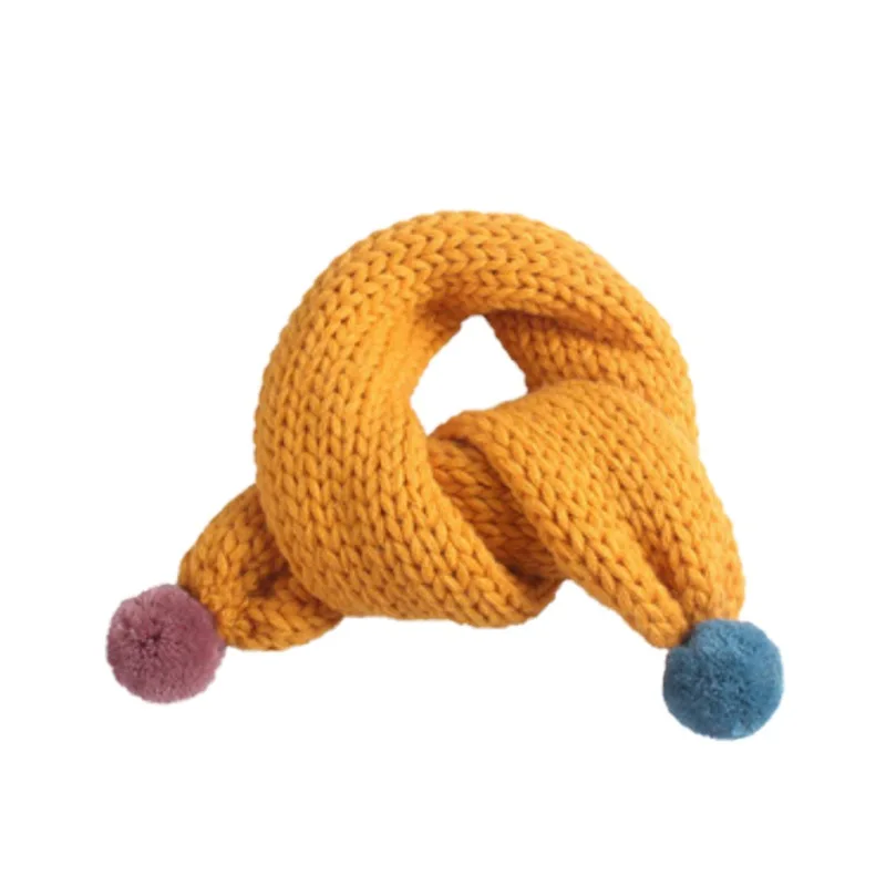 Теплый зимний детский шарф для мальчиков и девочек, однотонный вязаный мягкий теплый шарф с воротником - Цвет: Цвет: желтый