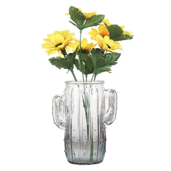 

Wholesale Promotion Cactus Vase Glass Flower Vase Home Decoration Figurines Miniature Model Art Vases Plants Holders Decoration