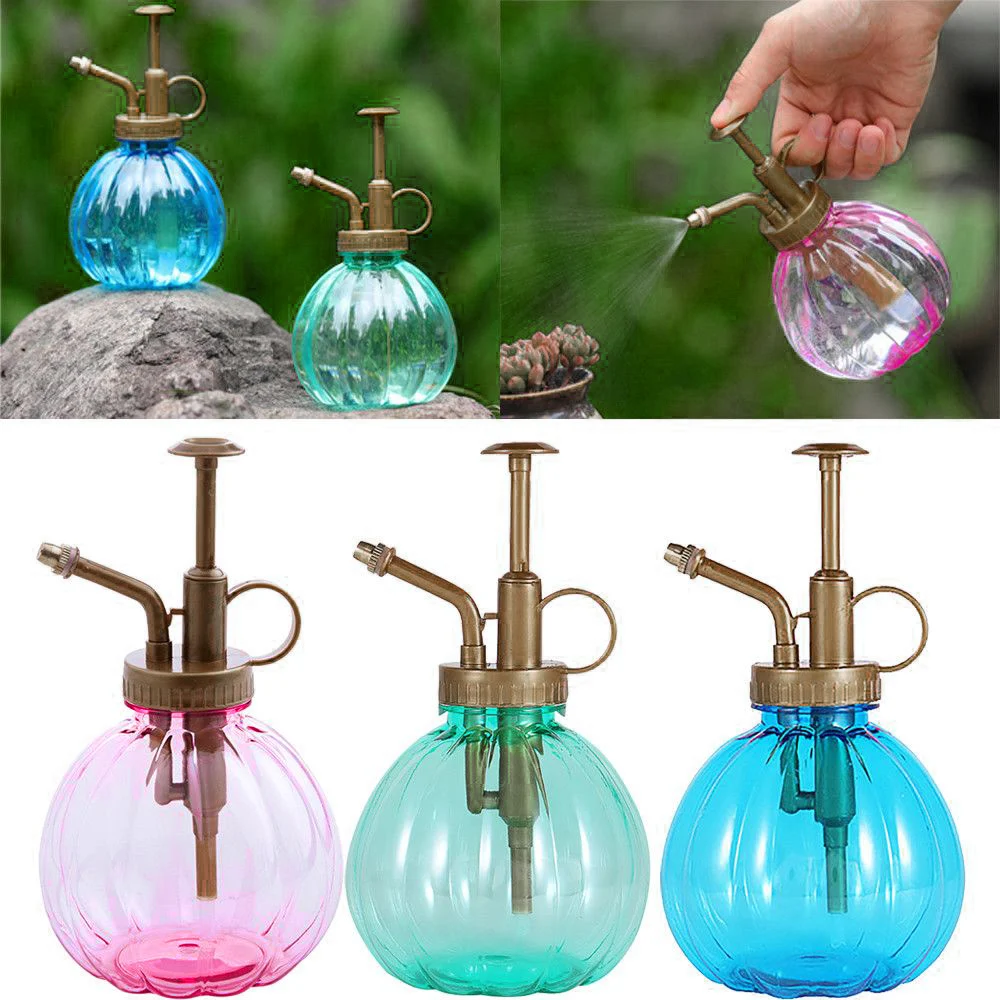 

Plant watering can with top pump spray bottle for home garden retro pumpkin style