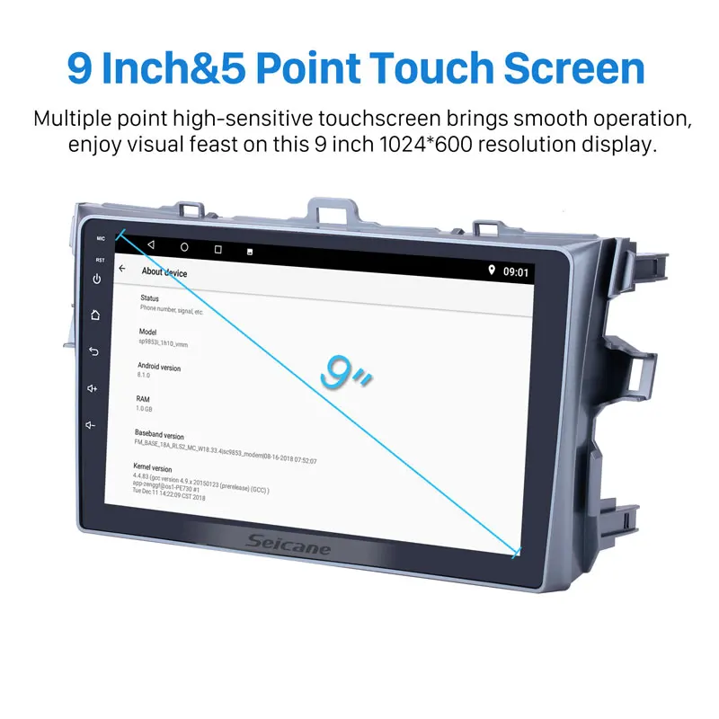 Top Seicane Car Radio For Toyota Corolla 2006-2012 Android 8.1/9.0 9 inch 2Din Tochscreen Head Unit GPS Navigation Multimedia Player 2