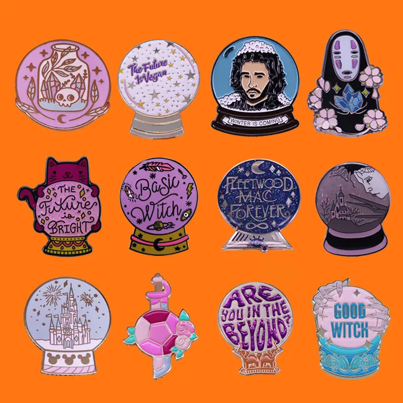 Колдовские кварцевые эмалированные булавки забавные металлические значки