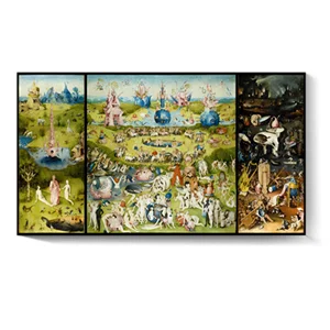 1 Сад земного восхищения и преисподней Hieronymus Bosch Печать на холсте Живопись Искусство, домашний Декор Гостиная без рамки - Цвет: 1
