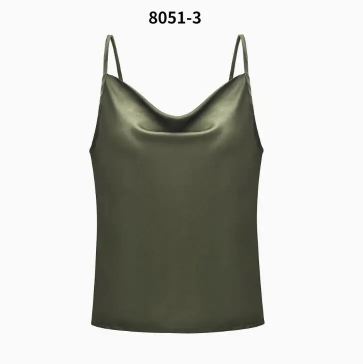Женский шелковый атлас Camis простой леопард зерна без рукавов Strappy Camisole жилет майка футболка осенний костюм повседневная женская одежда - Цвет: 8051-3