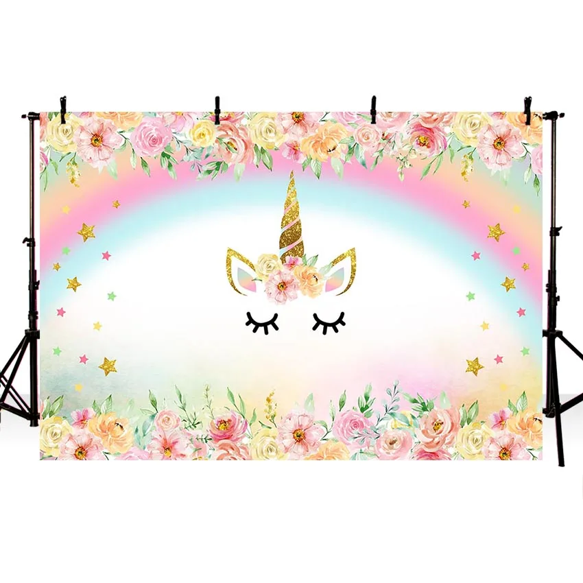 Aosto Photography Backdrops Birthday Photo Backdrop Unicorn Baby Shower Party Decor Banner Photography Background W-1006 Aosto Photography Backdrops Birthday Photo Backdrop Unicorn Baby Shower Party Decor Banner Photography Background W-1006