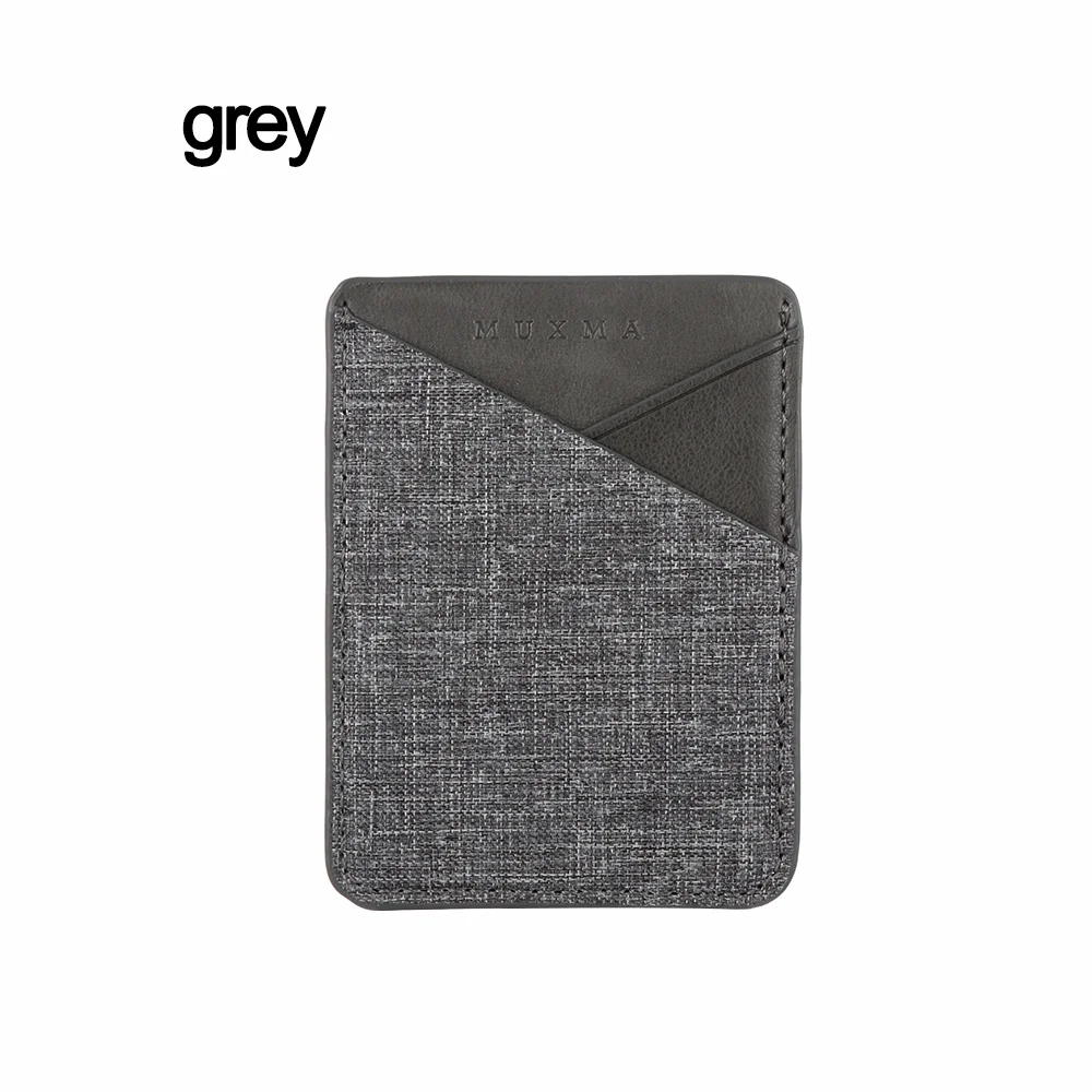 Универсальный чехол-кошелек с наклейками для карт, держатель для карт, держатель для карт из парусины, полиуретановый самоклеящийся эластичный карман для мобильного телефона - Цвет: grey