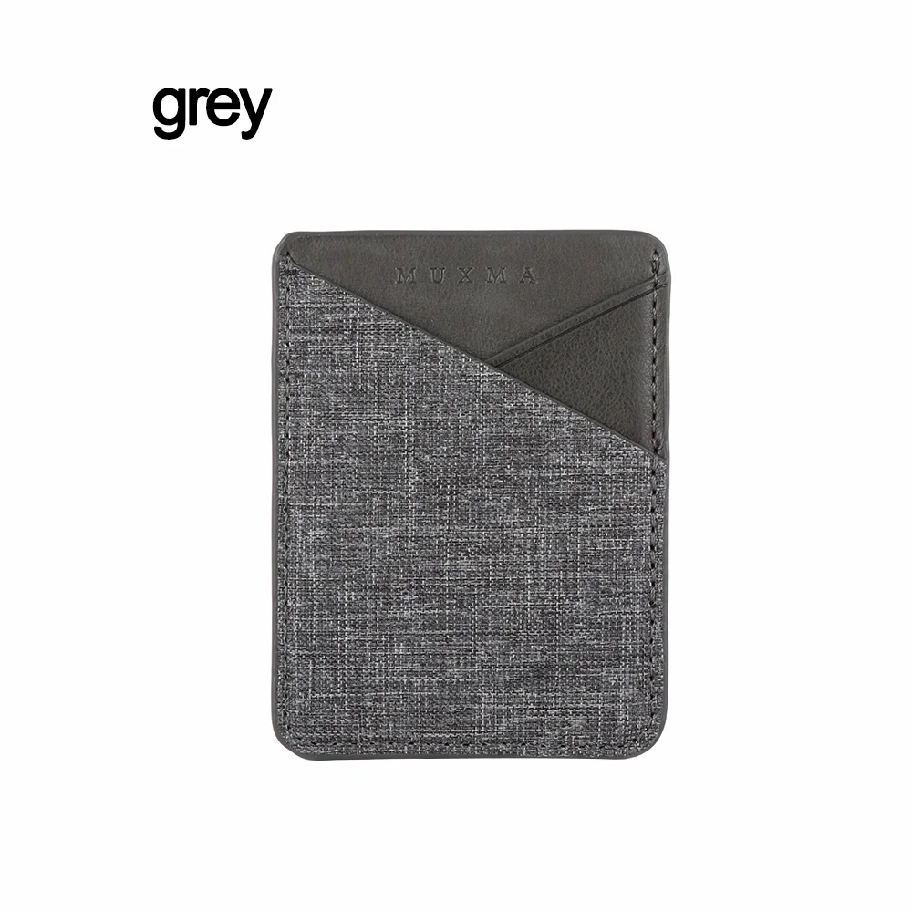 grey Универсальный чехол-кошелек с наклейками для карт, держатель для карт, держатель для карт из парусины, полиуретановый самоклеящийся эластичный карман для мобильного телефона - Цвет: grey