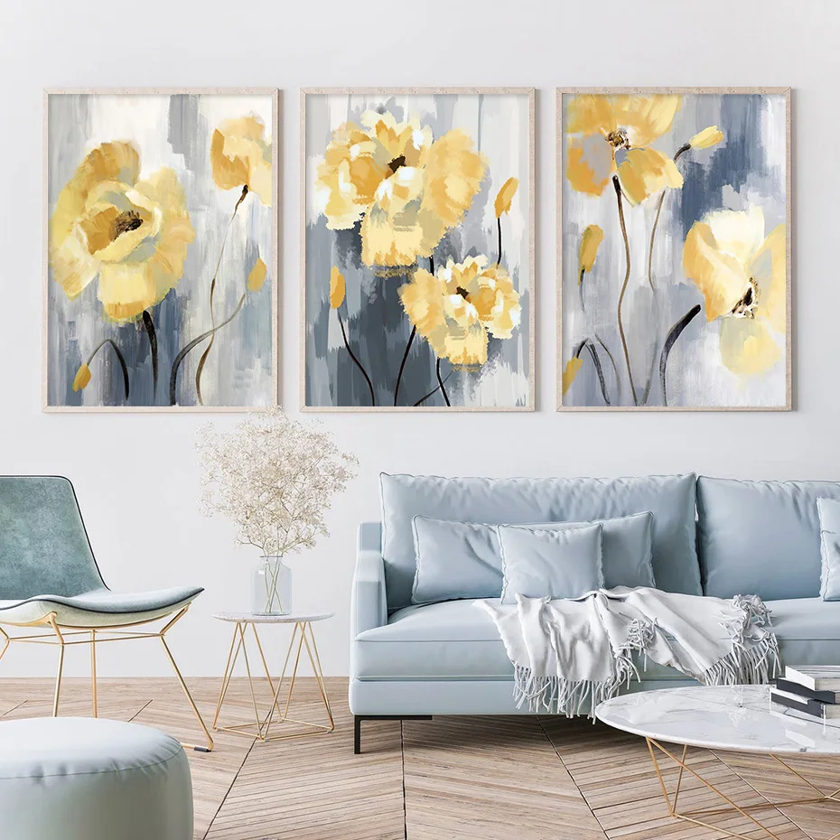 Abstract Blooming Flowers Posters Still life Canvas Painting Modern Wall  Art Print Pictures Interior Living Room Home Decoration