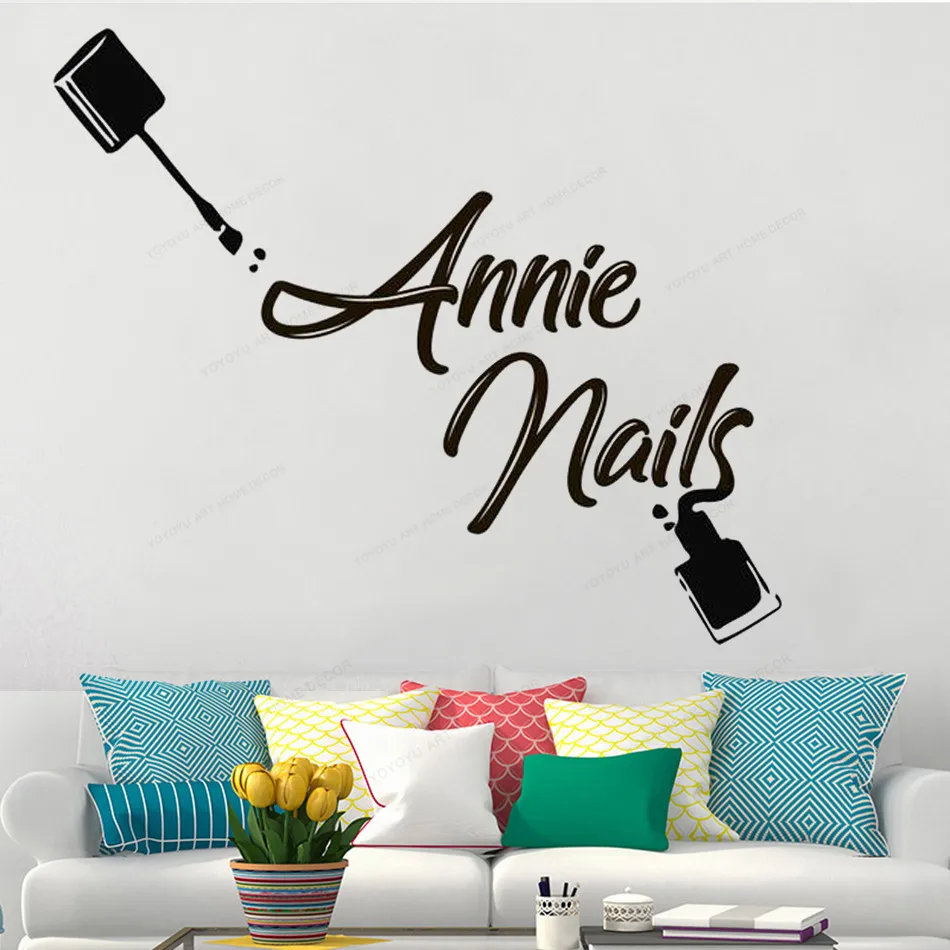 The Nail Bar Logo Wall Decal – Removable Nail Art Sticker For Salon, 23x10 Inch, Manicure Decor