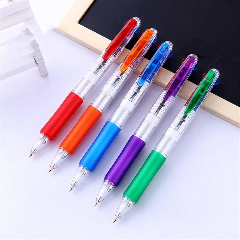 

2pcs 0.7mm Kawaii Four In One Ballpoint Pens Colorful Ink Pen Retractable Pens School Stationery Supplies Office Accessories