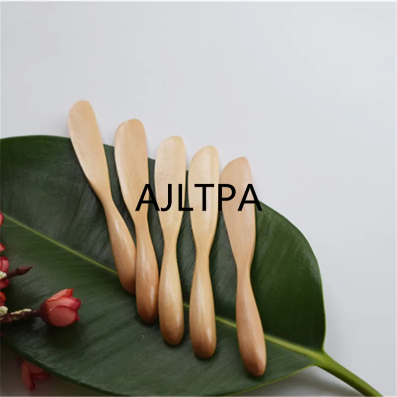 100pcs/lot Wooden Mask Japan Butter Knife Marmalade Knife Dinner Knives Tabeware Thick Handle Knife Style Household Tool CT0229