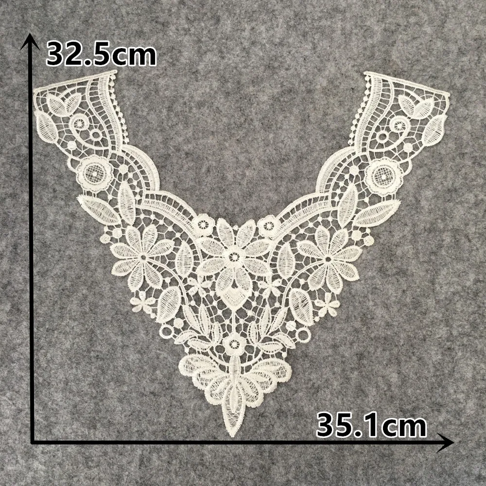 Lace Collar 3D cotton Lace Fabric Trim ribbon DIY Embroidery Applique Sewing guipure wedding Neckline decorate 1pc