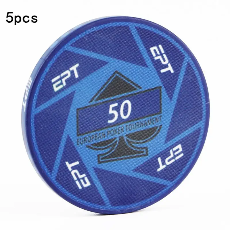 5 шт. EPT керамические Техасские покерные фишки профессиональные казино Pokerstars Европейский покерный Тур покерные фишки Набор круглых монет казино - Цвет: 50 Face value