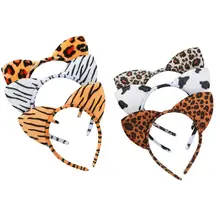 6 uds. Diademas de oreja de gato de felpa tipo leopardo accesorio de aro de pelo de grano para accesorios de traje de baile de fiesta(China)