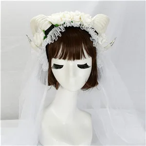 Basic-Silver-60cm Модные женские заколки для волос на Хэллоуин, рога антилопы, белые сетчатые заколки с цветами для девушек, женские вечерние аксессуары для волос - Цвет: Basic-Silver-60cm