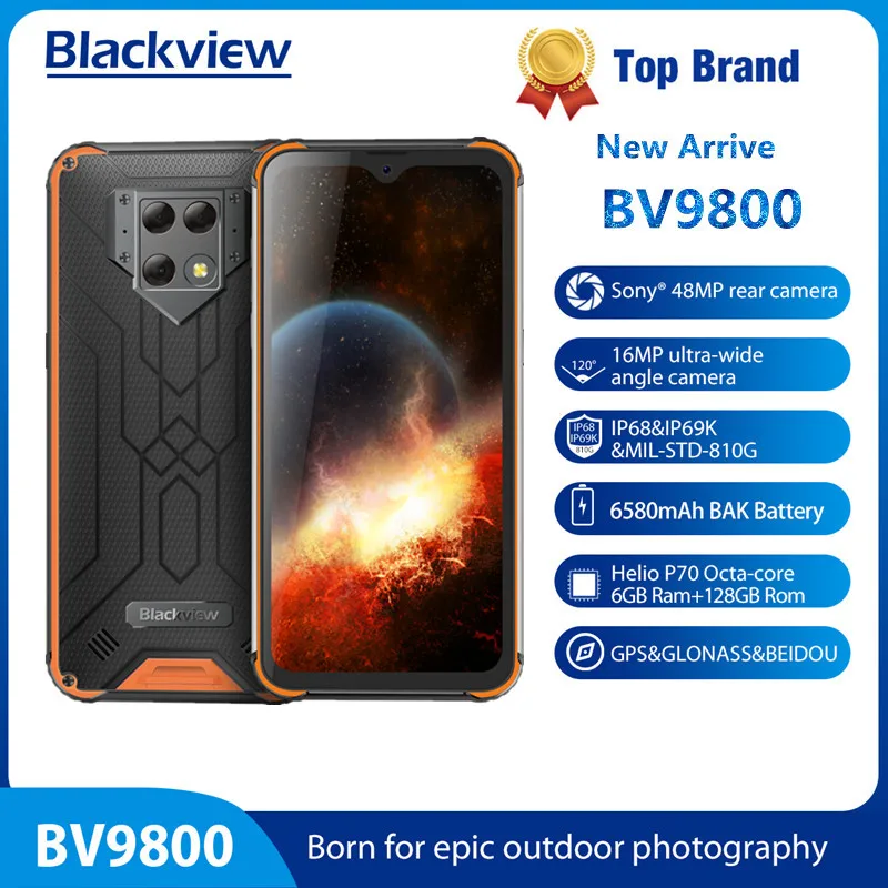 Blackview BV9800 смартфон с 6 3 дюймовым дисплеем процессором Helio P70 ОЗУ ГБ ПЗУ 128 48 МП 6580