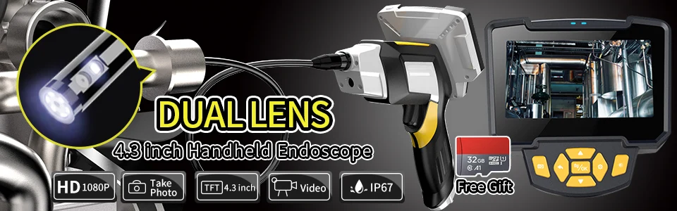 USB Digital 2.4 ”Borescope Endoscope 2.0MP HD Pipeline camera 180 Degree Articulating 6 mm Diameter Probe Snake Tube Camera