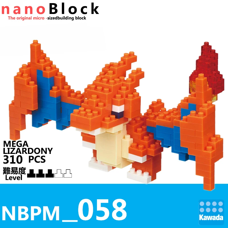 Nanoblock Покемон Пикачу кавада NBPM 058 Мега лизардон 200 шт аниме мультфильм Алмаз