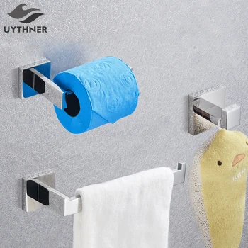 

Bathroom Hardware Set Chrome Robe Hook Towel Rail Bar Rack Bar Shelf Tissue Paper Holder Toothbrush Holder Bathroom Accessories