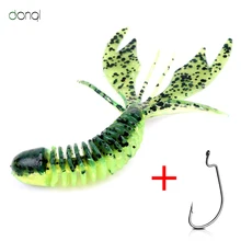 DONQL 10Pcs Soft Silicone Fishing Lure Artificial Worm Rubber Soft Swimbait Lifelike Fishy Smell Lures With 5Pcs Crank Fishhook