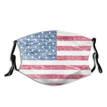 

Vintage American Flag USA Non-Disposable Face Mask with Filter Anti Haze Dustproof Mask Protection Respirator Mouth Muffle