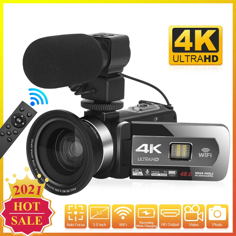 digital camera for beginners Ultra HD 4K 18X AF Camcorder Vlogging Video Camera for YouTube 48MP Built-in Fill Light Webcam Video Camera with Wifi Function 4k digital camera