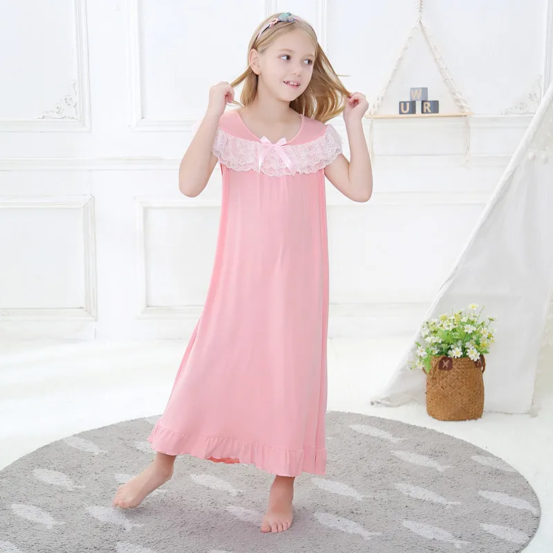 Children Girl Sweet Dress Princess Sleepshirts Long Sleeve Nightwear