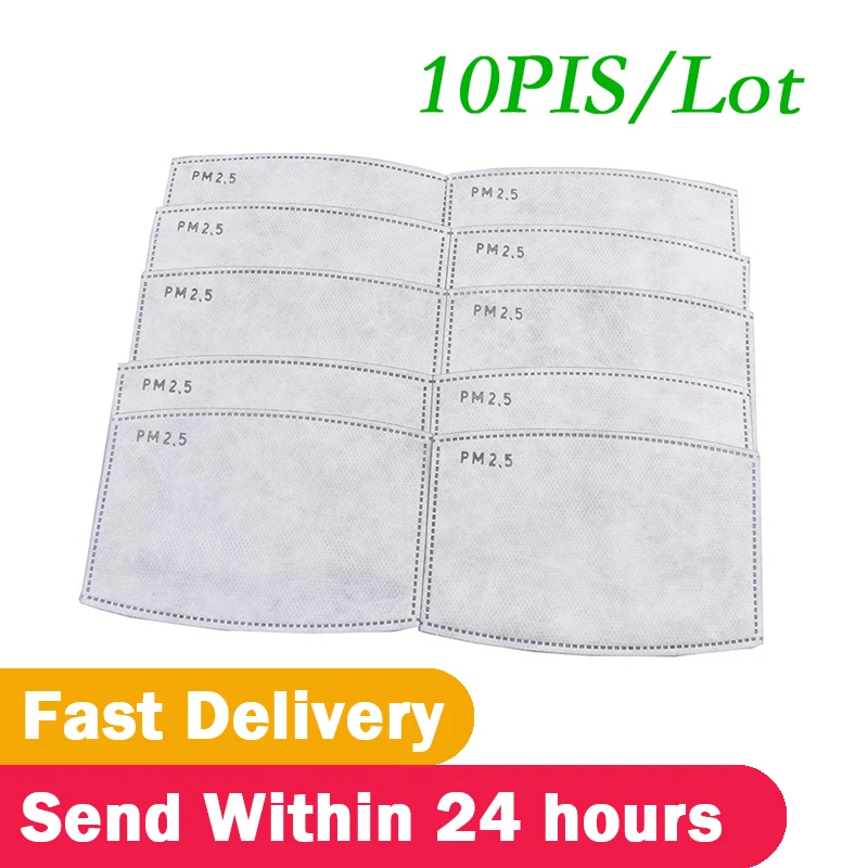 

10pcs/Lot PM2.5 Filter Paper 5 Layers Anti Haze Mouth Mask Anti Dust Mask Filter Paper Health Care Protective Filter