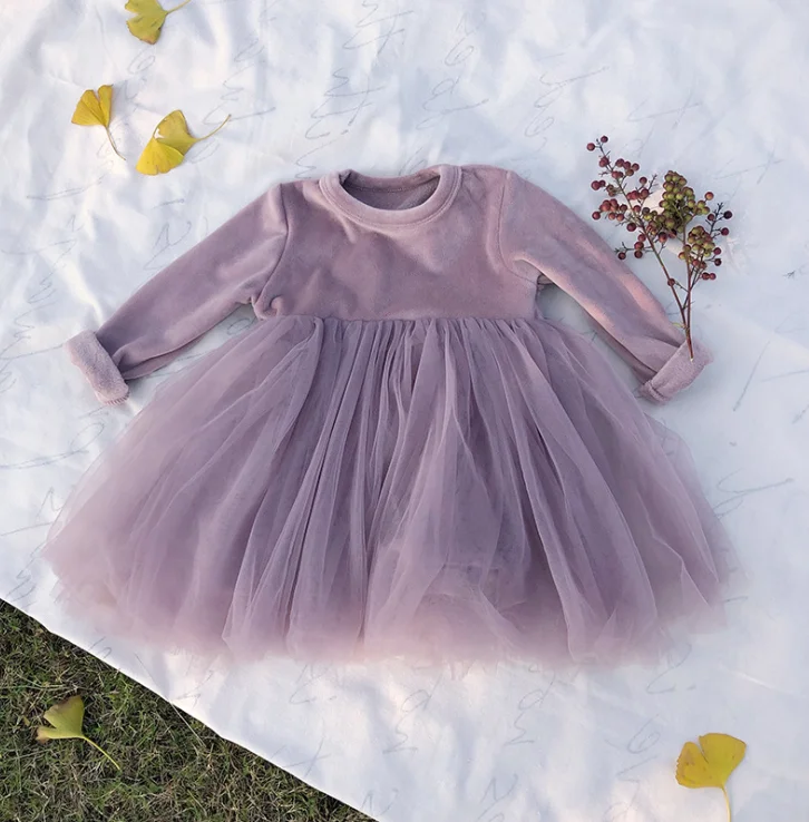 Korean Style Girls Thicken Dress Fashion Autumn Winter Kids Clothes Baby Girls Dresses 1-6 years