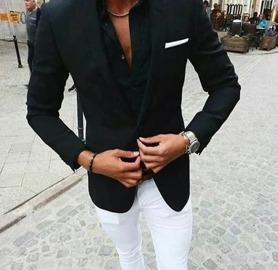 White Pants with Black Jacket Smart Casual Spring Outfits For Men In Their  20s 13 ideas  outfits  Lookastic